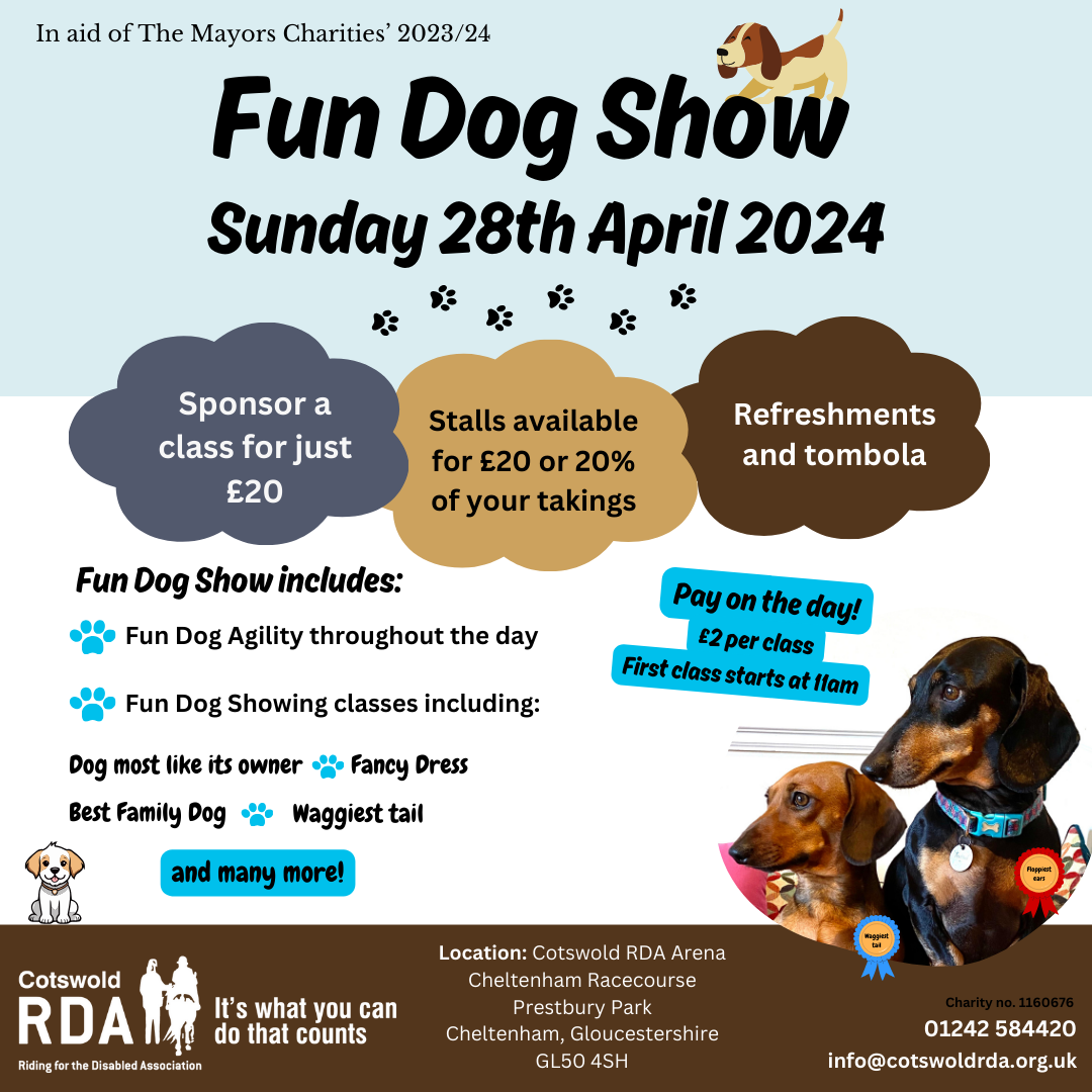 Fun Dog Show Sunday 28th April 2024 at Cotswold RDA